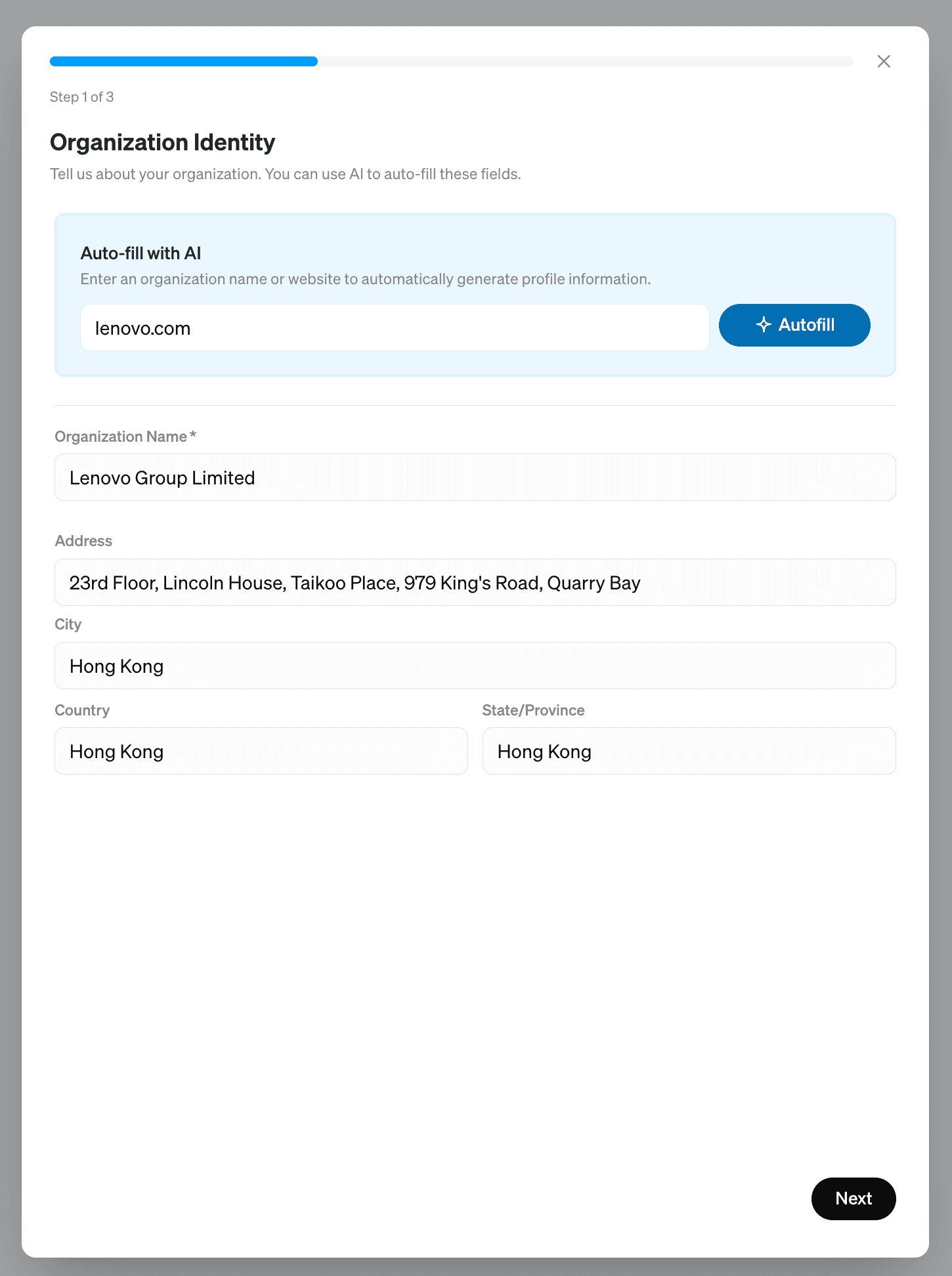 Company profile editor