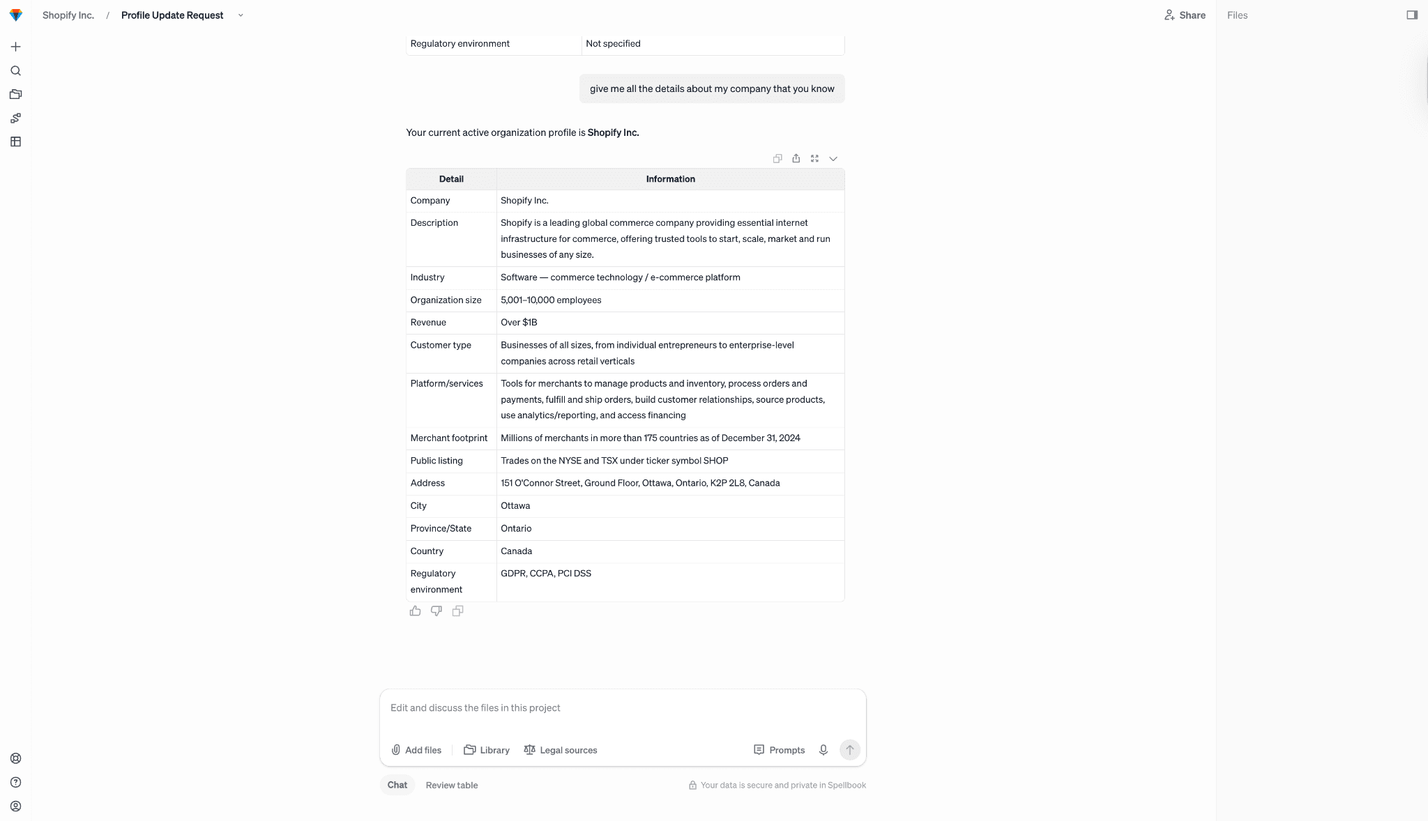 AI using company context in chat