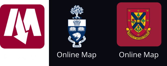 apps other universities offer: McMaster, UofT, and Queen's map apps