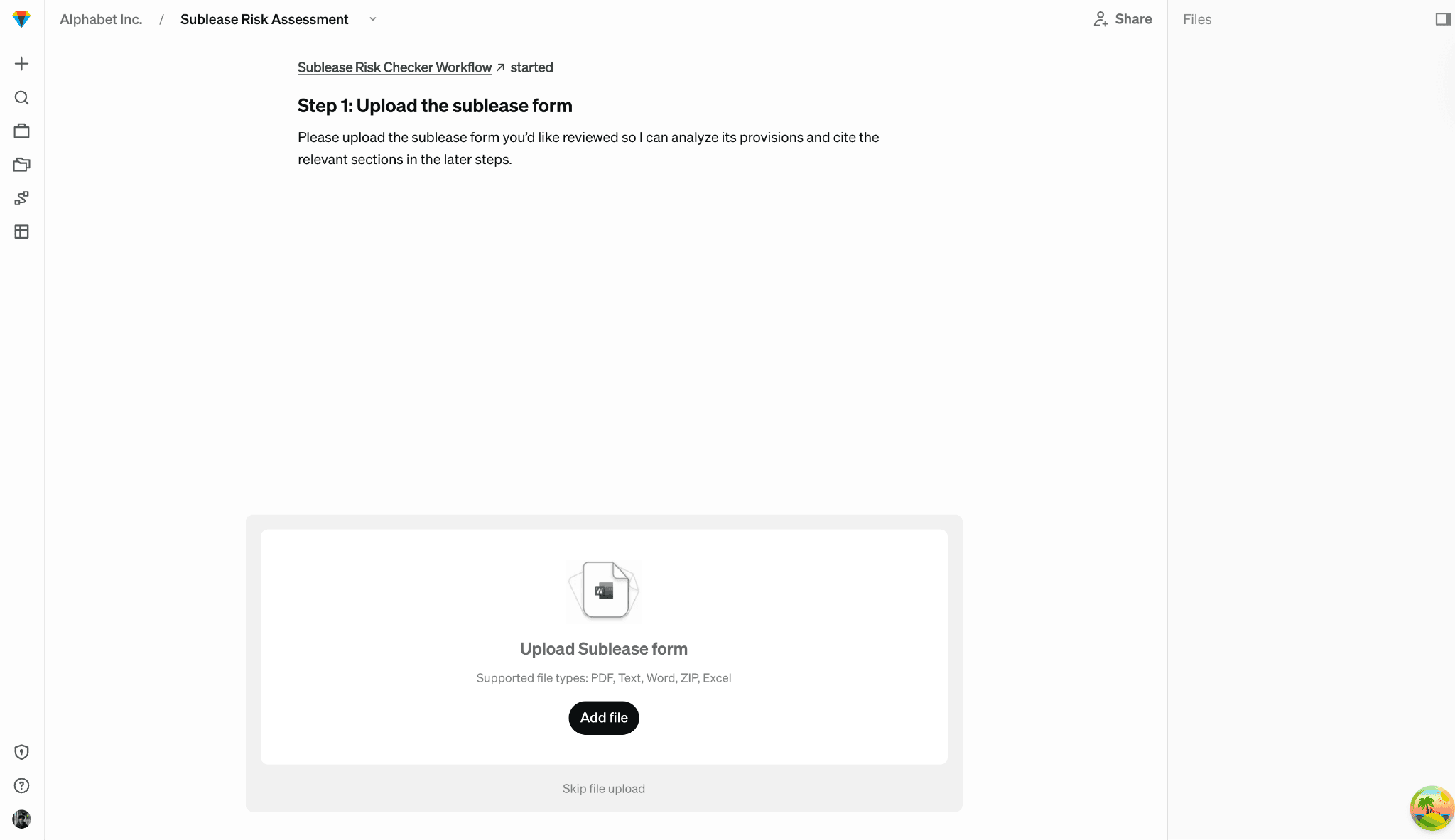 Ask for Files step in chat