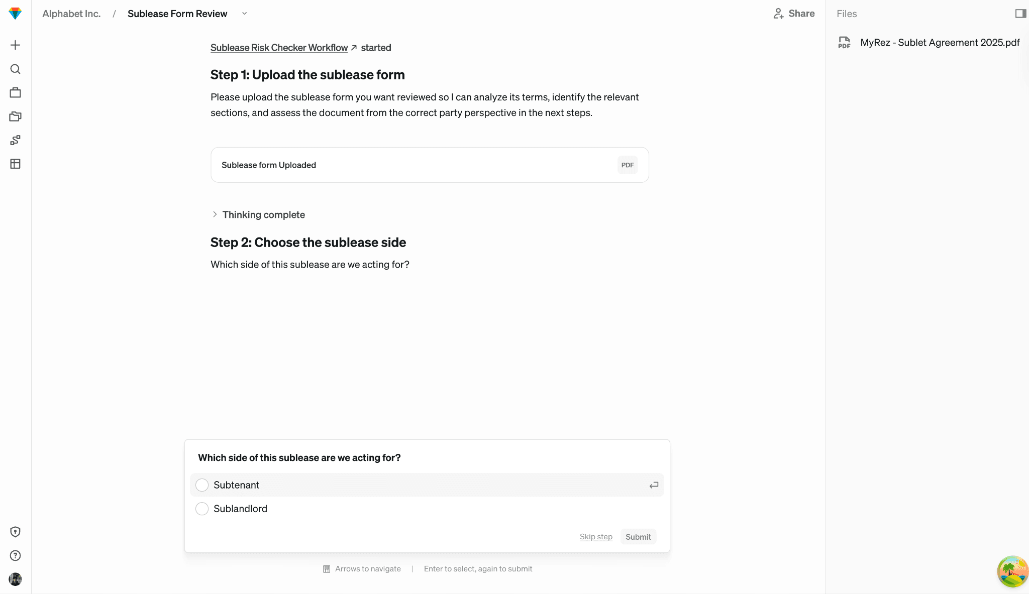 Conditional question input in chat